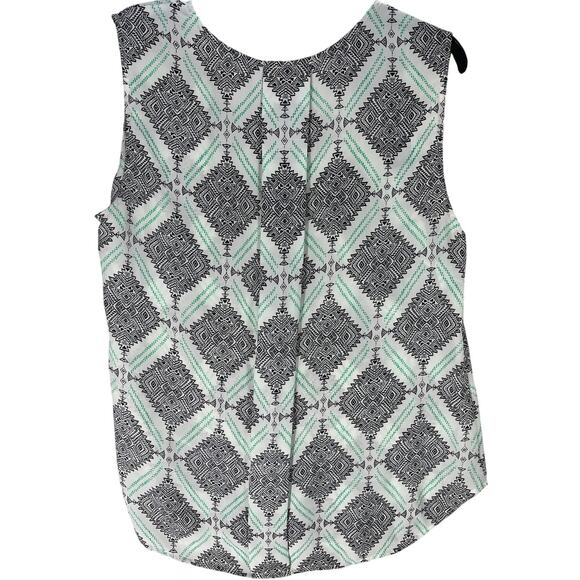 Laundry by Shelli Segal Top Size 12 Green Sleeveless All Over Print Hippie Boho - Picture 2 of 6